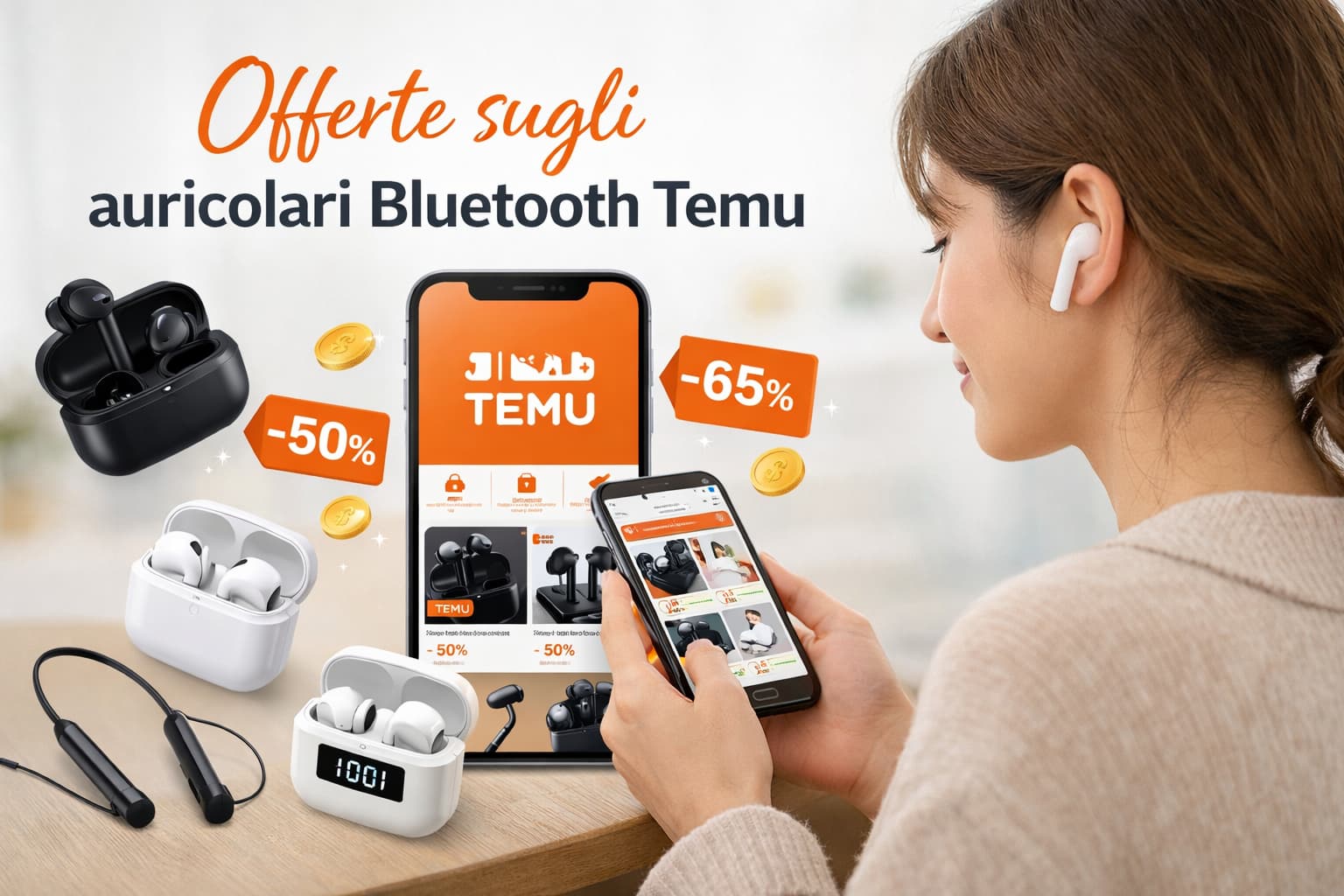 Offerte sugli auricolari Bluetooth Temu da non perdere