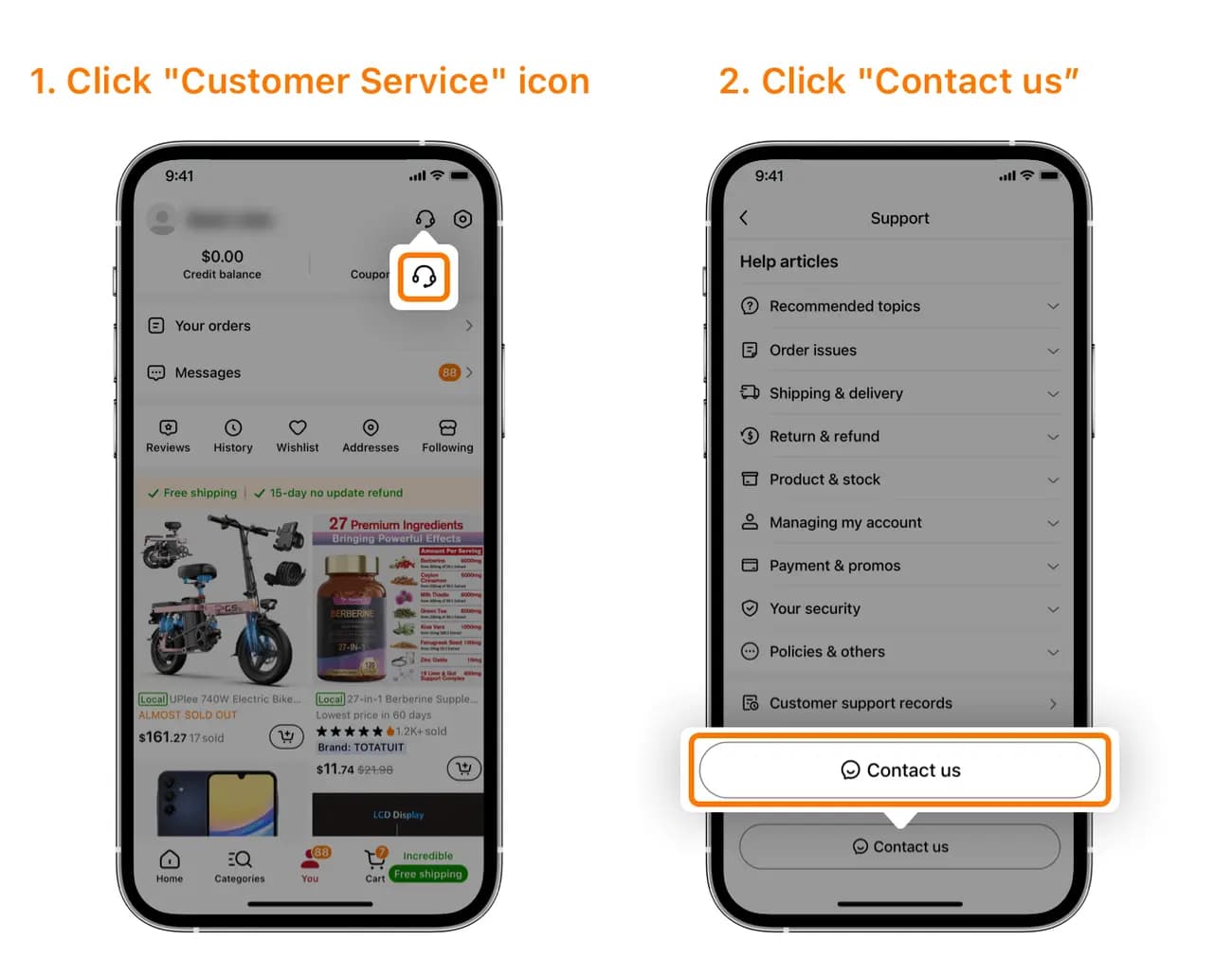 Tempi di risposta del Servizio clienti Temu